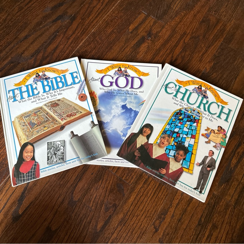 Set of 3 books for kids about the Bible, the Church, and God. Like New